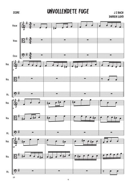 Unvollenedete Fugue 10. String Trio (arr. Darren Lloyd)
