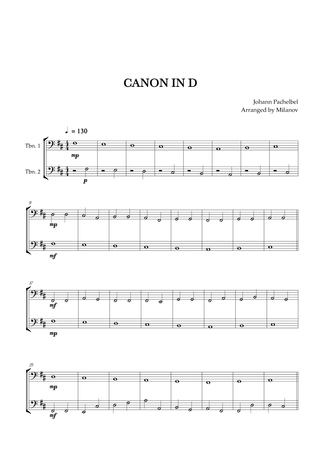 Canon in D | Pachelbel |  Trombone Duet (arr. Milanov)