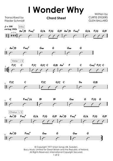 I Wonder Why (arr. Frieder Schmidt)