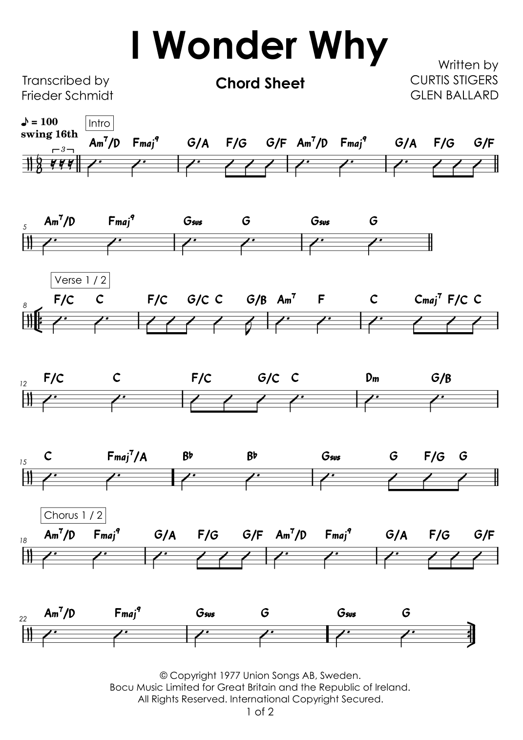 I Wonder Why (arr. Frieder Schmidt)