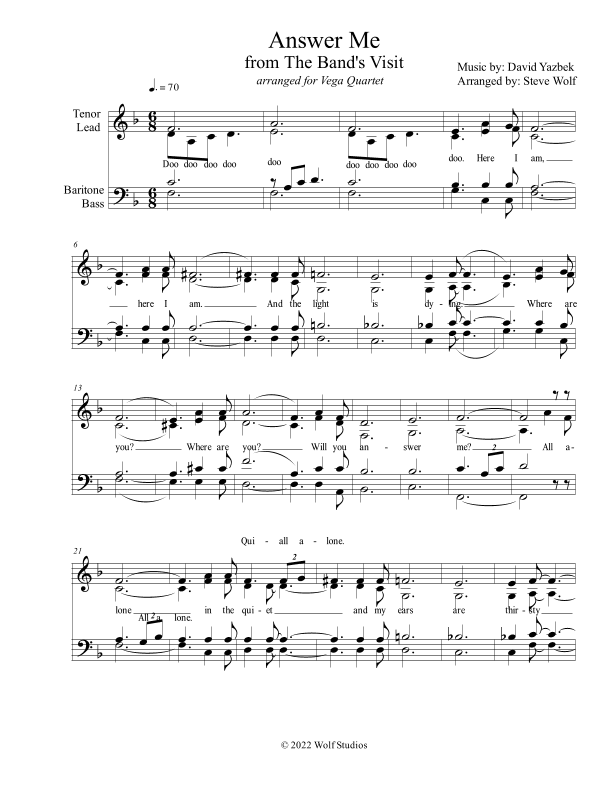 Answer Me (arr. Steven Wolf)