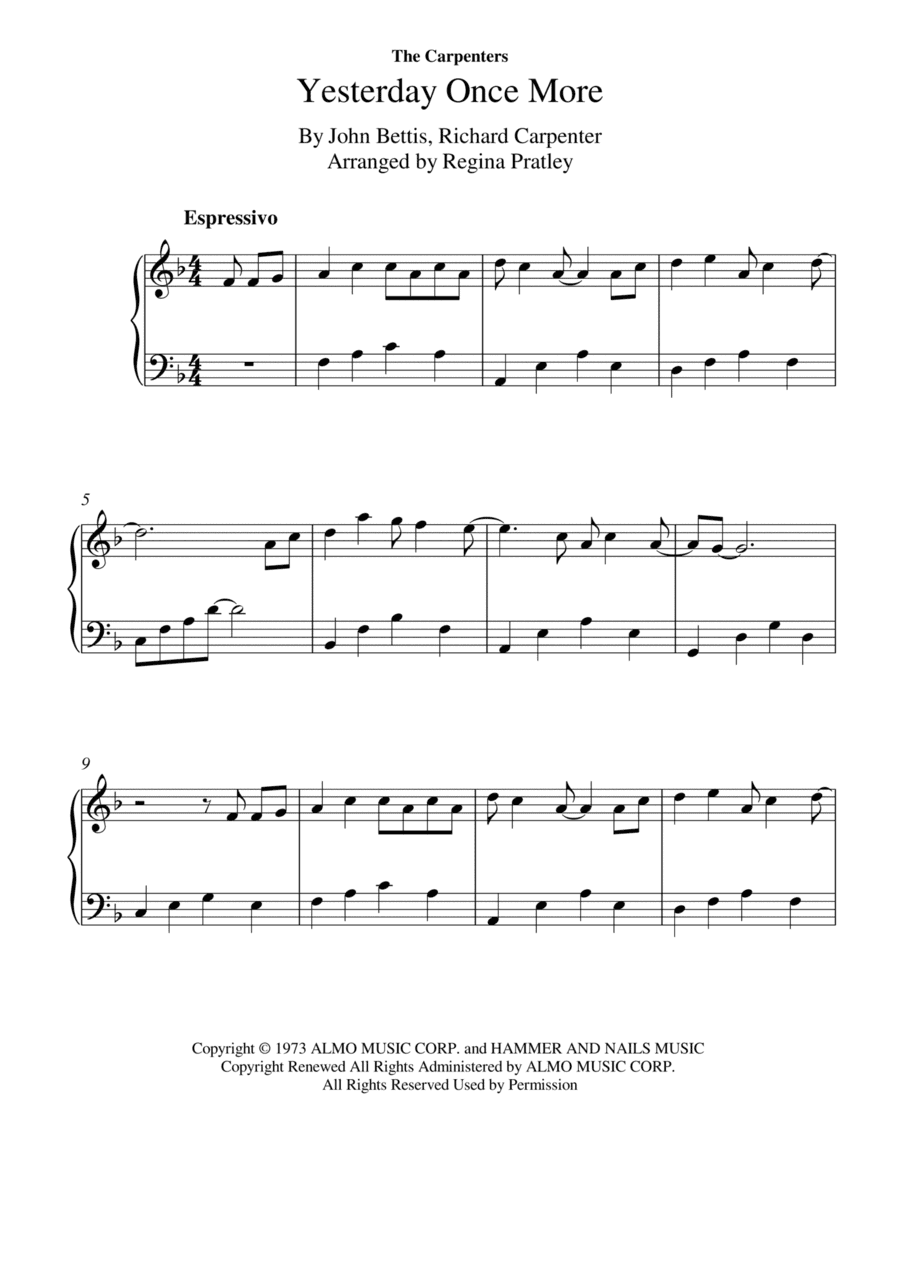 Yesterday Once More (arr. Regina Pratley)