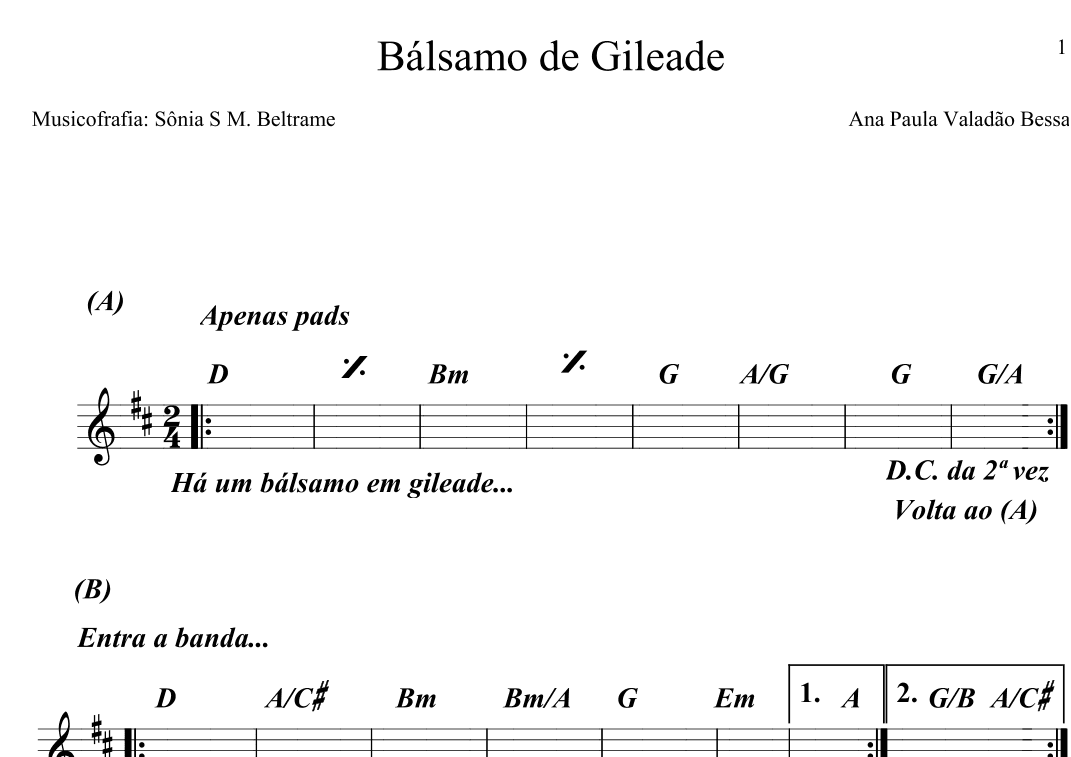 Balsamo de Gileade (arr. Sônia S M Beltrame)