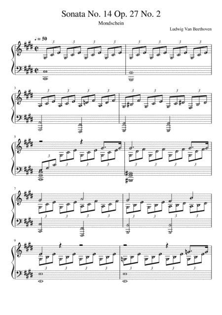 Moonlight Sonata, Sonata No. 14, Op. 27 No. 2 (FULL) with note names (arr. Published Harmony Valarie)