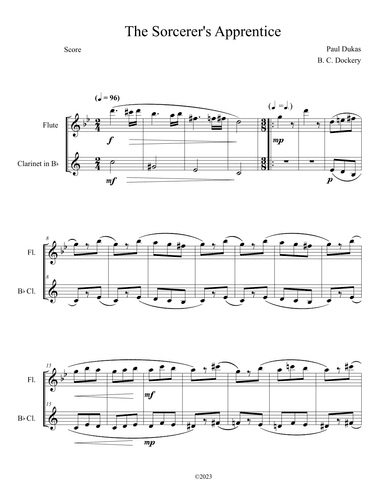 The Sorcerer's Apprentice (Flute and Clarinet Duet) (arr. B. C. Dockery)
