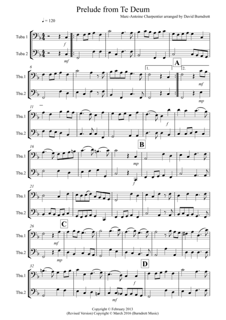 Prelude From Te Deum for Tuba Duet (arr. David Burndrett)