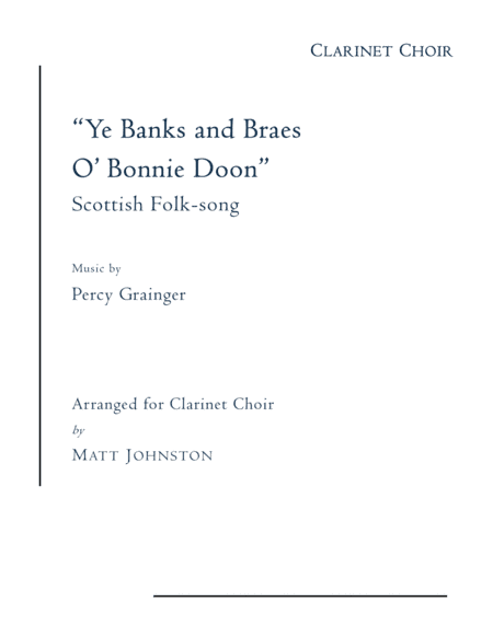 Ye Banks And Braes O'bonnie Doon (arr. Matt Johnston)
