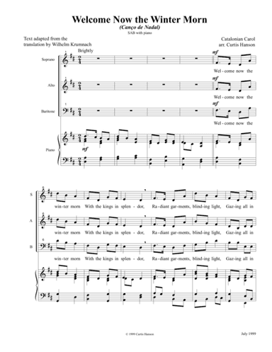 Welcome Now the Winter Morn (SAB) (arr. Curtis Hanson)