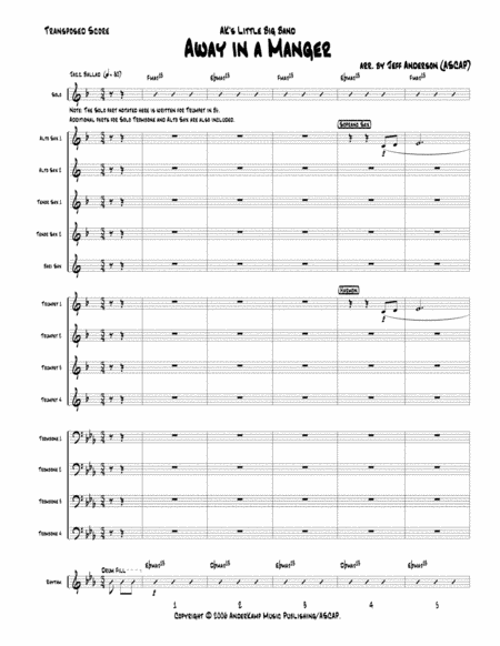 Away In a Manger for Little Big Band up to Full Big Band (arr. Jeff D. Anderson)