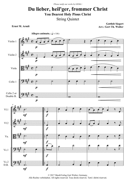 You Dearest Holy Pious Christ (arr. Gert Th. Walter)