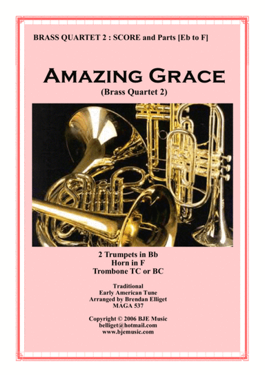 Amazing Grace - Brass Quartet No. 2 Score and Parts PDF (arr. Brendan Elliget MAGA 537)