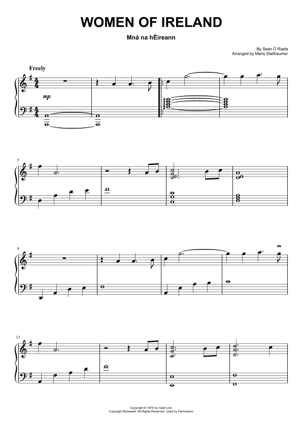 Women Of Ireland (arr. Mario Stallbaumer)