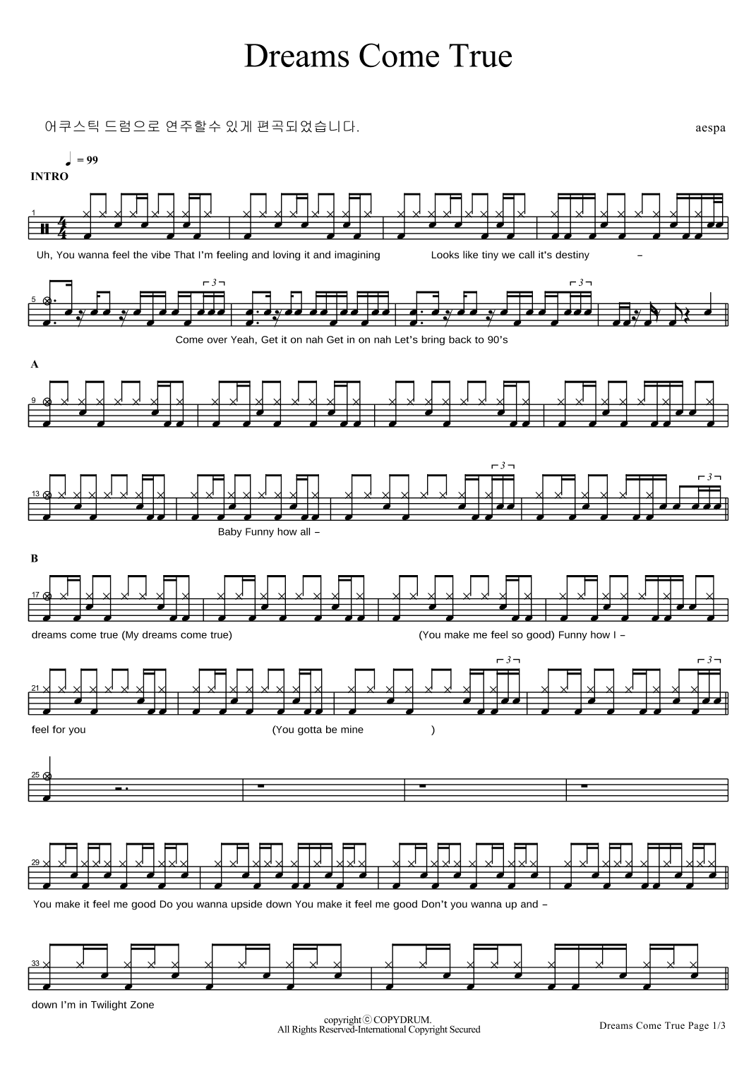 Dreams Come True (arr. COPYDRUM)
