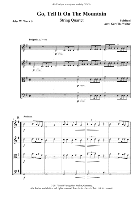 Go, Tell It On The Mountain (arr. Gert Th. Walter)