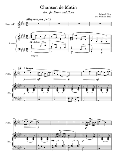 Chanson de Matin (arr. SHIU Wai Yau, William)