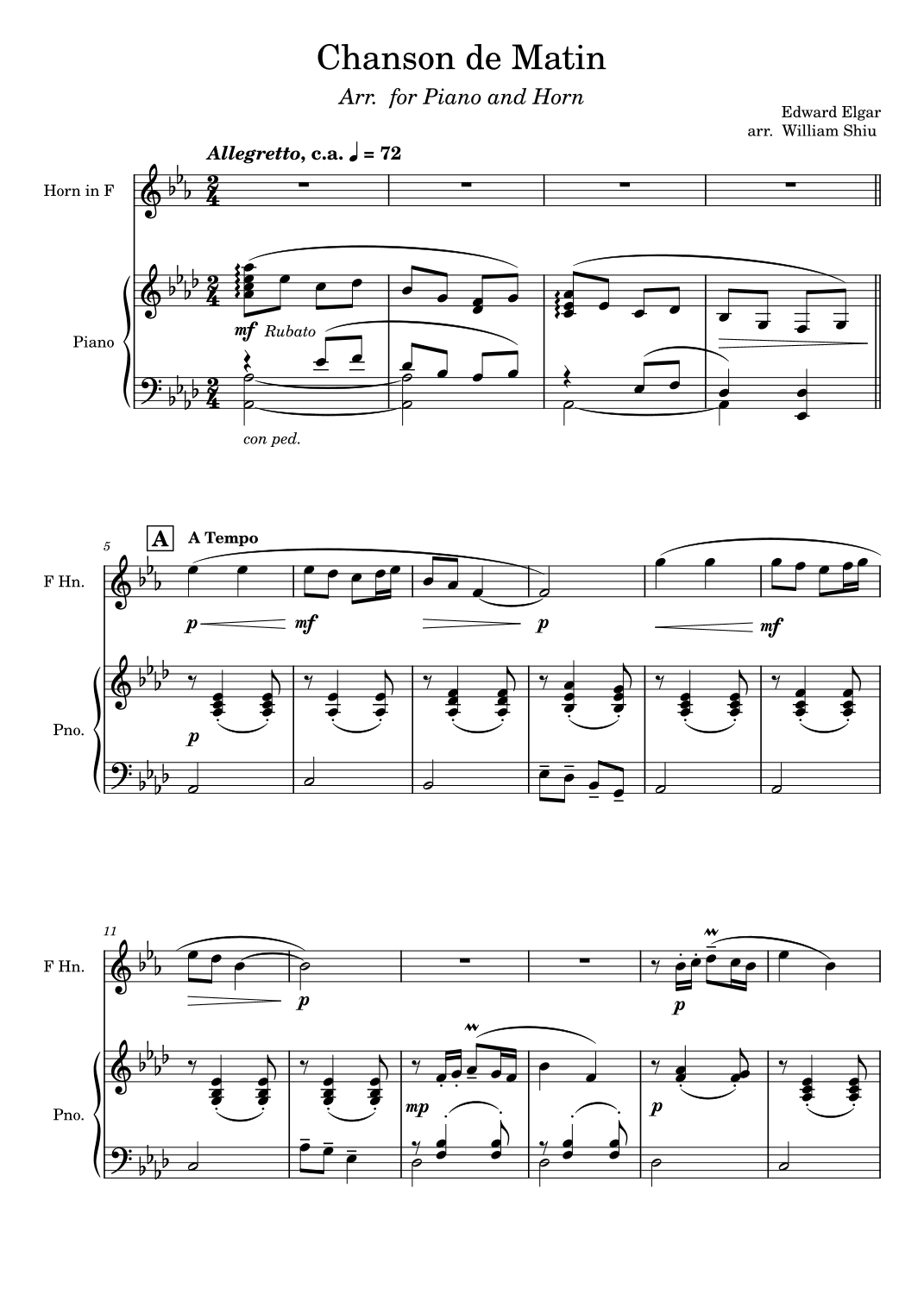 Chanson de Matin (arr. SHIU Wai Yau, William)