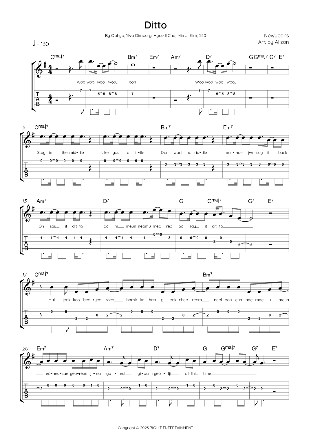 Ditto (arr. Arr. Alison)
