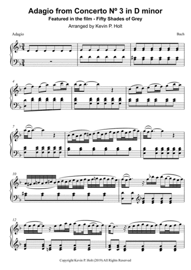 Bach - Adagio from Concerto Nº 3 in D minor - Fifty Shades of Grey (arr. Kevin P. Holt)