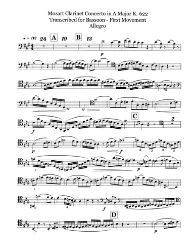 Mozart A Clarinet Concerto op. 622 for Bassoon (arr. DavidJHare)