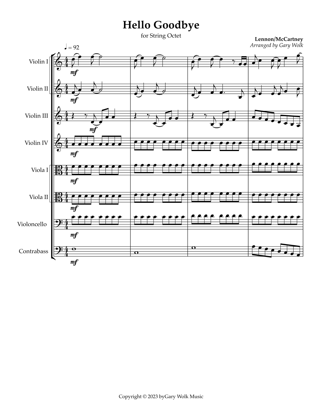 Hello, Goodbye (arr. Gary Wolk)