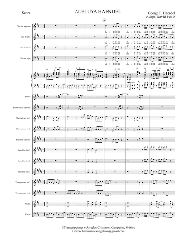 HALLELUJAH/ALELUYA George F Haendel SCORE (arr. David Puc N)