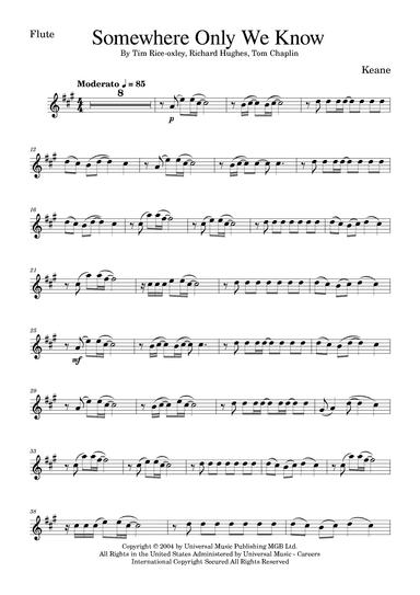 Somewhere Only We Know (arr. Golden Skull Editions)
