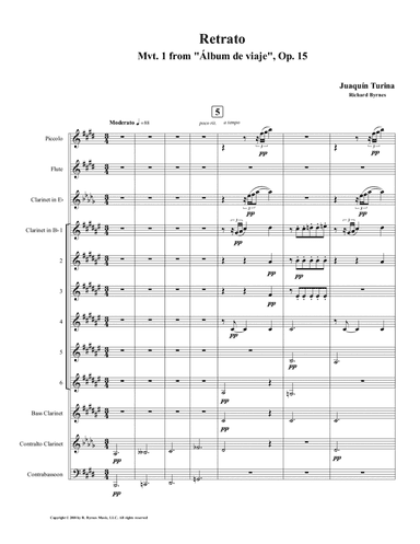 Retrato (Mvt. 1 from Álbum de viaje, Op.15) by Juaquín Turina (Clarinet Nonet + Fl,Picc,Cbn.) (arr. Richard Byrnes)