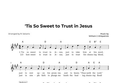 'Tis So Sweet to Trust in Jesus (Key of A Major) (arr. R. Salvario)
