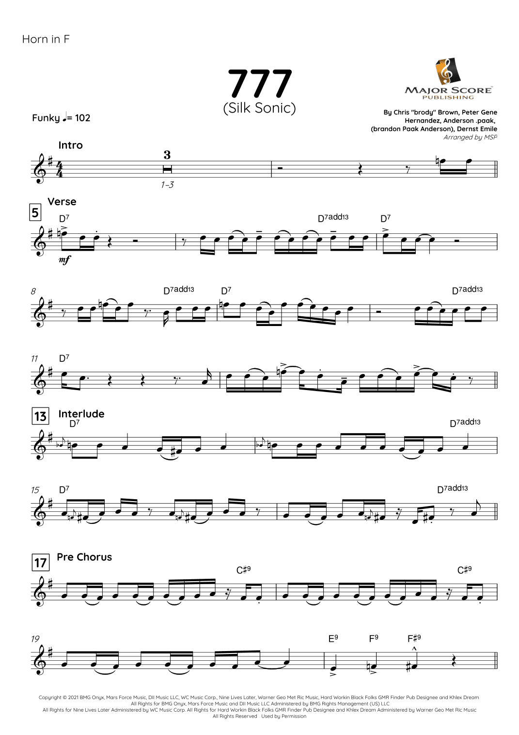777 (arr. MAJOR SCORE PUBLISHING TM.)