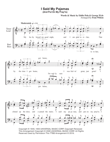 I Said My Pajamas (and Put On My Pray'rs) (arr. Fran Wilson)
