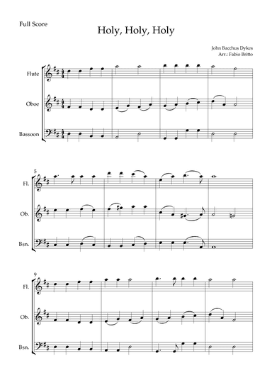 Holy, Holy, Holy (Traditional Christian Song) for Woodwind Trio (arr. Fabio Britto)