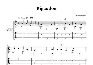 Rigaudon - Classical Guitar (C Major - with Tab) (arr. Yuri Noronha)
