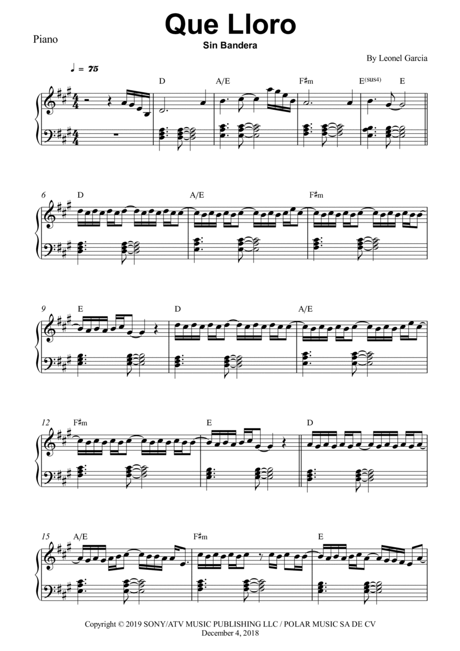 Que Lloro (arr. Wesley S. SIlva)