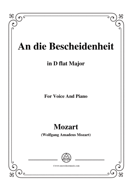 Mozart-An die bescheidenheit,in D flat Major,for Voice and Piano (arr. MSM)