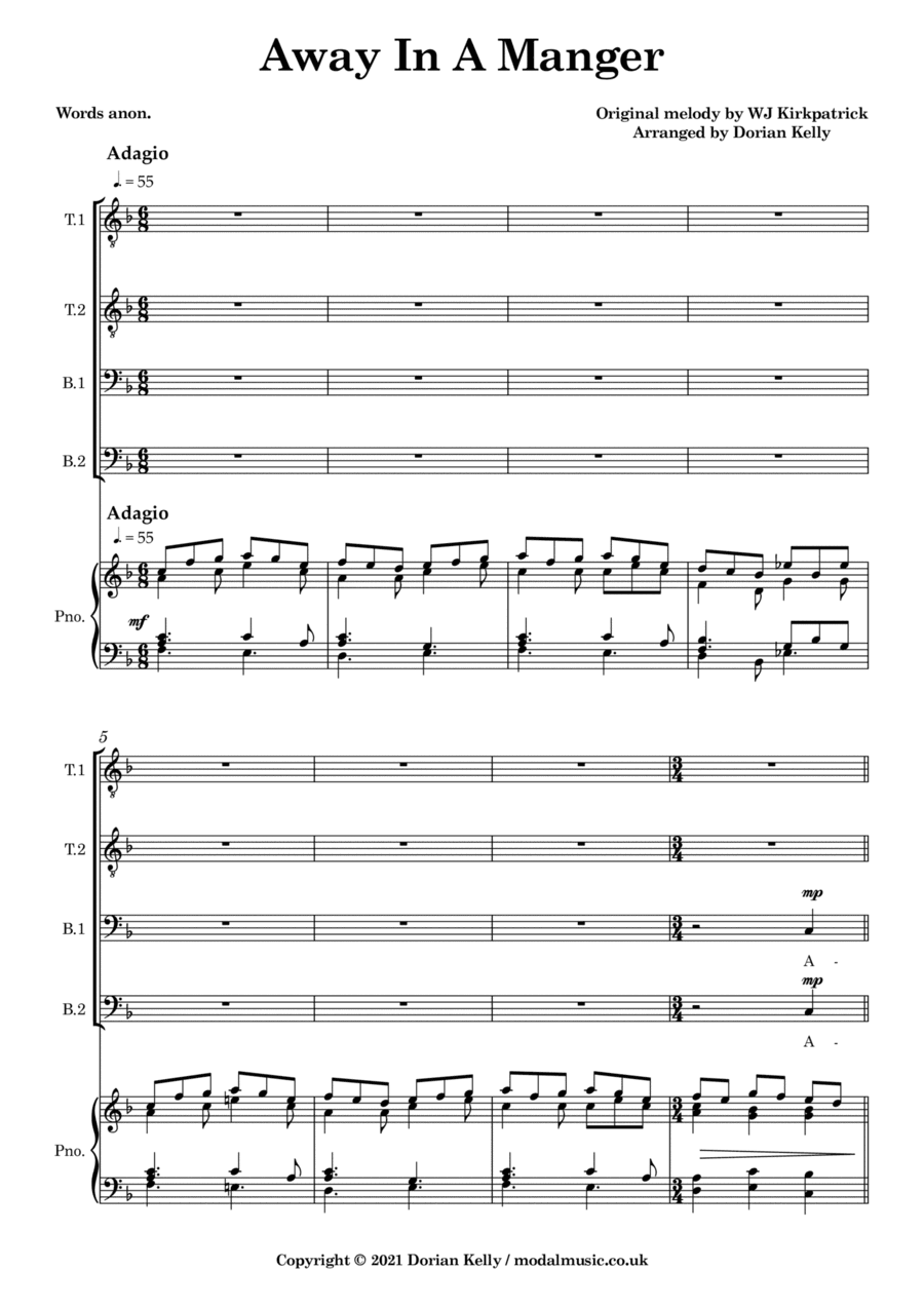 Away In A Manger (TTBB) (arr. Dorian Kelly)