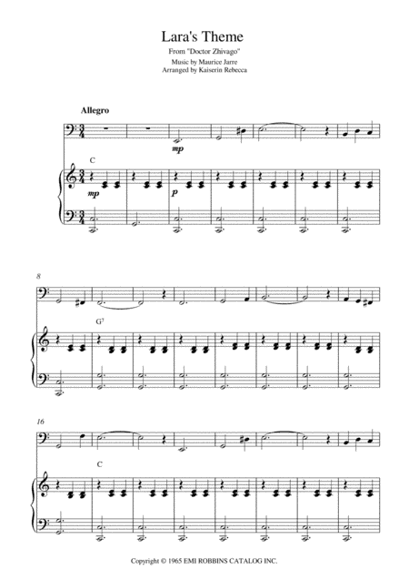 Lara's Theme From Doctor Zhivago (arr. Kaiserin Rebecca)
