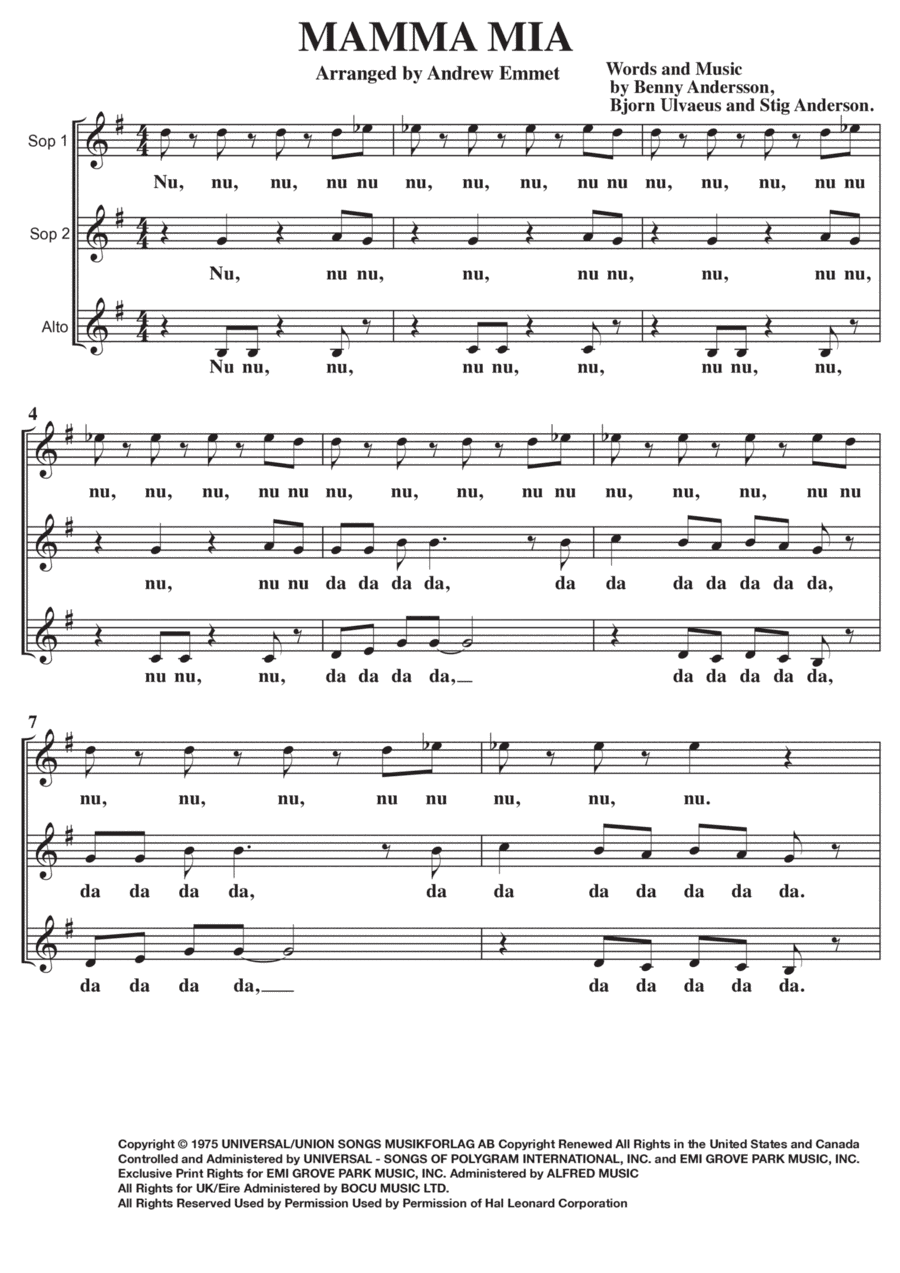 Mamma Mia (arr. Andrew Emmet)