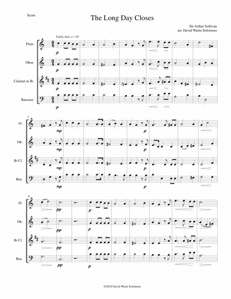 The long day closes for wind quartet (arr. David Warin Solomons)