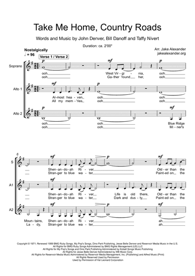 Take Me Home, Country Roads (arr. Jake Alexander)