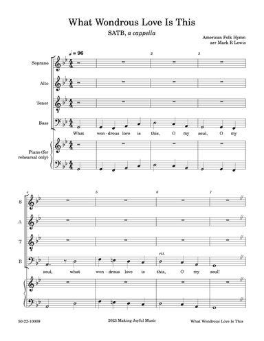 What Wondrous Love Is This - SATB Ensemble (arr. Mark R Lewis)
