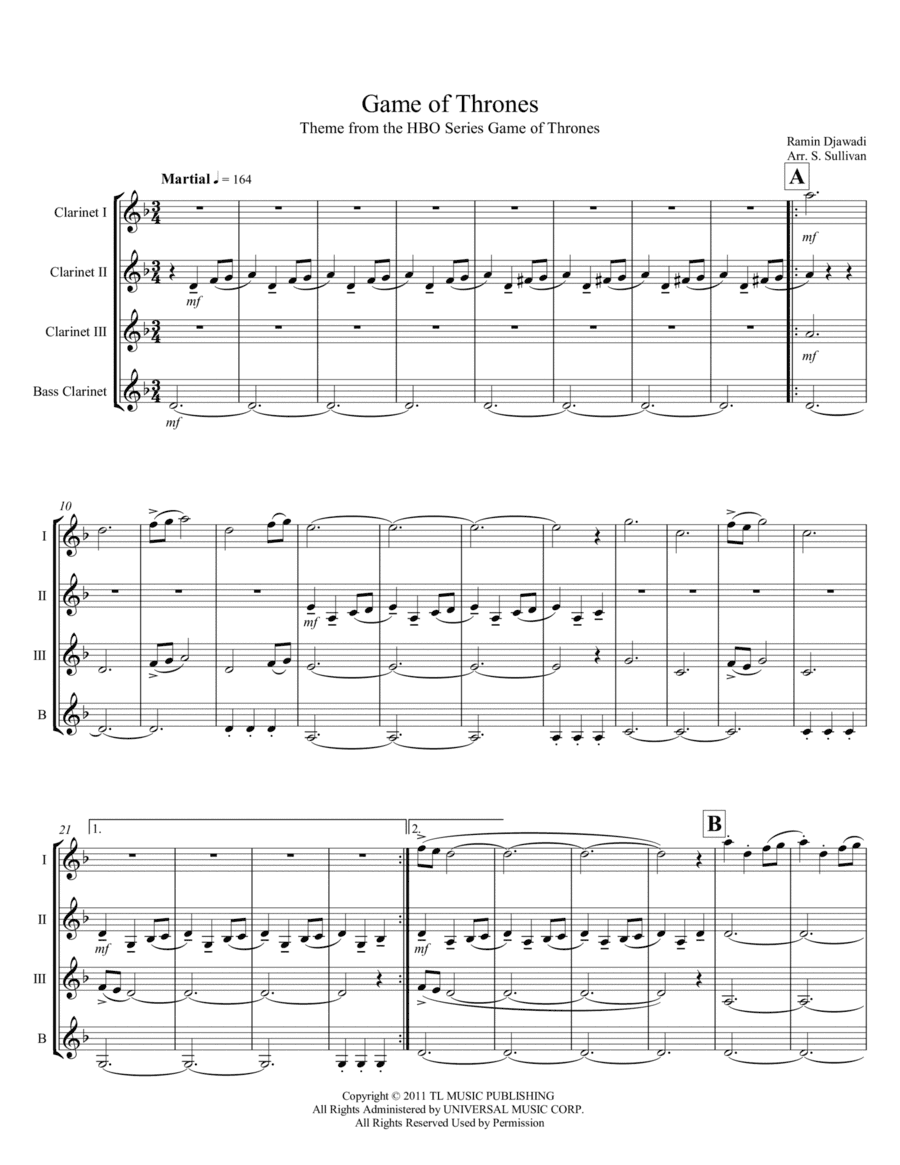 Game Of Thrones (arr. Sean Sullivan)