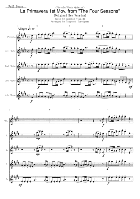 La Primavera 1st Mov. from "The Four Seasons" (arr. Tsuyoshi Yoroiguma)