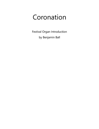 Coronation (hymn introduction) (arr. Benjamin Ball)