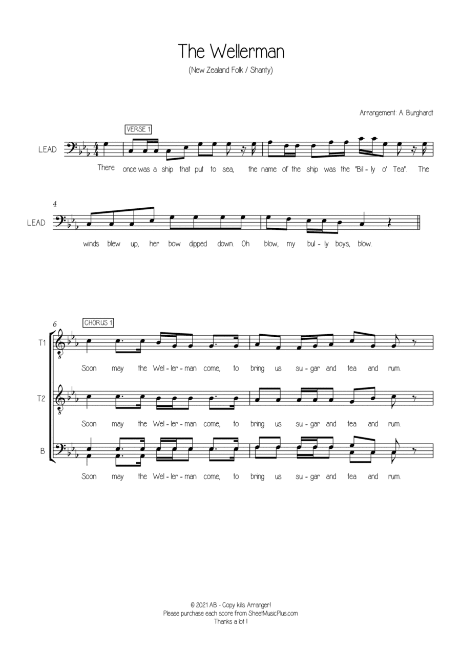 The Wellerman (for Choir TTBB + Solo) (arr. Andreas Burghardt)