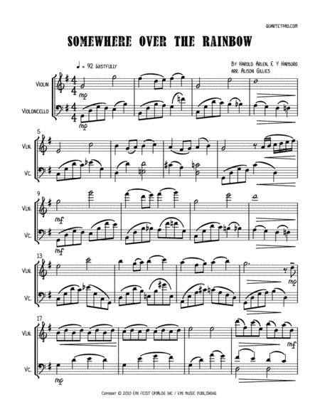 Over The Rainbow (arr. Alison Gillies)