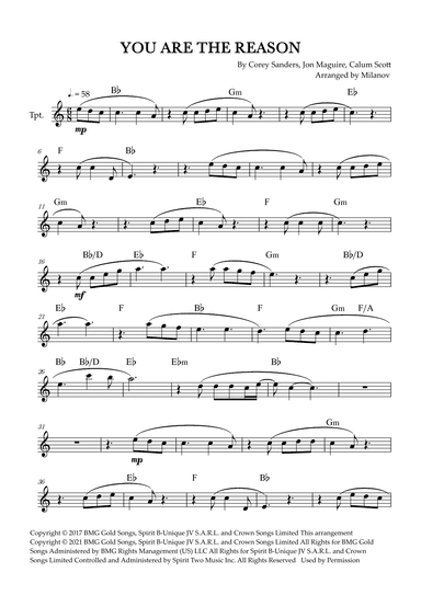 You Are The Reason (arr. Milanov)