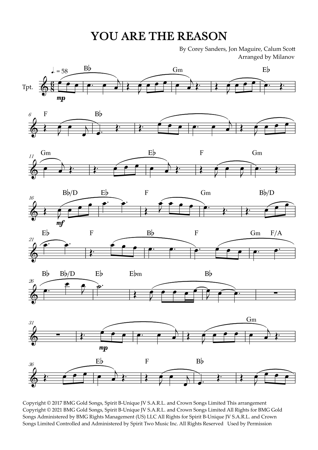 You Are The Reason (arr. Milanov)