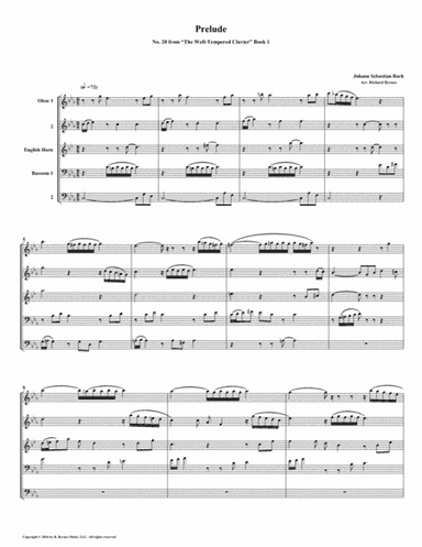Prelude 20 from Well-Tempered Clavier, Book 1 (Double Reed Quintet) (arr. Richard Byrnes)