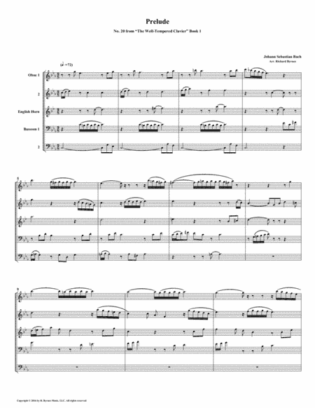 Prelude 20 from Well-Tempered Clavier, Book 1 (Double Reed Quintet) (arr. Richard Byrnes)
