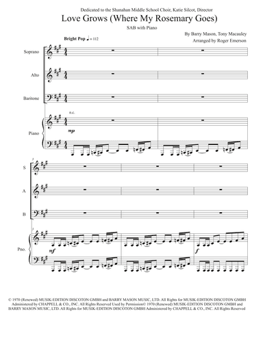 Love Grows (where My Rosemary Goes) (arr. Roger Emerson)